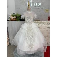 ราคา ชุดราตรีเด็ก ชุดเจ้าหญิง ชุดออกงานเด็ก หน้าร้านอยู่รัชดา W19250 สีขาว กระโปรงยาว แขนสั้น (40873113210)