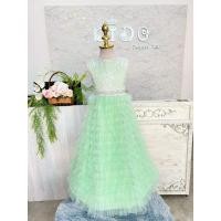 ราคา ชุดราตรีเด็ก หน้าร้านอยู่รัชดา ลองได้ถ่ายรูปเองจากชุดจริง W19223 สีเขียว กระโปรงยาว แขนสั้น เอวประดับเพชร (28137802732)