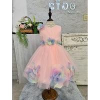 ราคา ชุดราตรีเด็ก หน้าร้านอยู่รัชดา ลองได้ถ่ายรูปเองจากชุดจริง W19255 สีโอรส กระโปรงสั้น ติดดอกไม้หลากสี น่ารักมาก (49801300616)