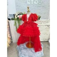 ราคา ชุดราตรีเด็ก หน้าร้านอยู่รัชดา ลองได้ถ่ายรูปเองจากชุดจริง W19176 สีแดง กระโปรงสั้น แขนยาว หลังยาวอลังการ (43207520389)