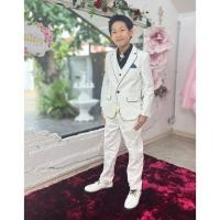 ราคา สูทเด็กผู้ชาย หน้าร้านอยู่รัชดา ลองได้ถ่ายรูปจากชุดจริง S168 สีขาวขลิบดำ เซ็ตสูท5ชิ้น สูท เสื้อเชิ้ต กั๊ก กางเกง หูกร (28605603810)