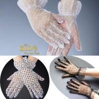 ราคา Sถุงมือเด็ก มีหน้าร้านอยู่รัชดา GS011 ถุงมือเด็ก สีดำ สีขาว แบบโปร่งข้อระบายลูกไม้ลายจุด (18481464329)