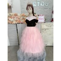 ราคา ชุดราตรีเด็ก ร้านอยู่รัชดา ลองได้ถ่ายรูปจากชุดจริง W19162 สีชมพู ดำ กระโปรงยาว เปิดไหล่ เสื้อแขนยาวสีดำ กระโปรงชมพู ท (42502721815)