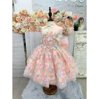 ราคา ชุดราตรีเด็ก หน้าร้านอยู่รัชดา ลองได้ถ่ายรูปเองจากชุดจริง W19129 สีชมพู กระโปรงสั้น แขนสั้น ดอกไม้น่ารักๆติดรอบชุด (44101447590)