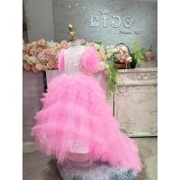 ราคา ชุดราตรีเด็ก ชุดออกงานเด็ก หน้าร้านอยู่รัชดา ลองได้ถ่ายรูปเองจากชุดจริง W19208 สีชมพู กระโปรงยาว ฟูชั้นๆ อลังการมากๆ (43654592625)