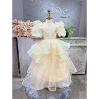 ราคา ชุดราตรีเด็ก ชุดเจ้าหญิง ชุดออกงานเด็ก หน้าร้านอยู่รัชดา W19201 สีทอง กระโปรงยาว แขนตุ๊กตา (42354606811)