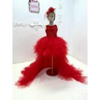 ราคา ชุดราตรีเด็ก หน้าร้านอยู่รัชดา ลองได้ถ่ายรูปเองจากชุดจริง W19180 สีแดง กระโปรงหน้าสั้นหลังยาว แขนสั้น คอเพชรหรู ฟูชั้นๆ (40602550947)