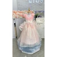 ราคา ชุดราตรีเด็ก ร้านอยู่รัชดา ลองได้ถ่ายรูปจากชุดจริง W19009 สีโอรส ผ้าจีบโอบไหล่ แขนตุ๊กตากระโปรงยาว (29813754201)
