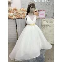 ราคา ชุดราตรีเด็ก หน้าร้านอยู่รัชดา ลองได้ถ่ายรูปจากชุดจริง W19127 สีขาว กระโปรงหน้ายาวหลังลาก แขนสั้น เอวประดับเพชรล้อม ส (28737100285)