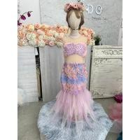 ราคา ชุดออกงานเด็ก ร้านอยู่รัชดา ลองได้ถ่ายรูปจากชุดจริง W18904 สีชมพู ชุดนางเงือกทรงหางปลาปักเกร็ดปลา อกซีทรู สวยหวานค่ะ (27251666750)