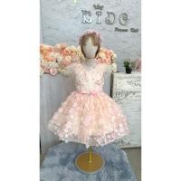 ราคา ชุดราตรีเด็ก ร้านอยู่รัชดา ลองได้ถ่ายรูปจากชุดจริง W18998 สีชมพู ชุดติดดอกไม้ทั้งชุด กระโปรงสั้นฟู น่ารัก (26455149590)