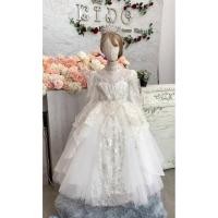 ราคา ชุดราตรีเด็ก หน้าร้านอยู่รัชดา ลองได้ถ่ายรูปจากชุดจริง W18832 สีขาว แขนยาว คอปักเพชร กระโปรงยาวสวยวิ้ง หรูสุดๆ (25111596249)