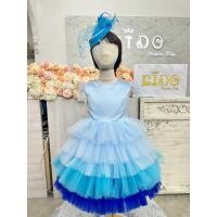 ราคา ชุดราตรีเด็ก หน้าร้านอยู่รัชดา ลองได้ถ่ายรูปเองจากชุดจริง W18927 สีฟ้า กระโปรงสั้น แขนระบายประดับขนนก ฟูชั้นเล่นสี สว (24479386901)