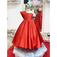 ราคา ชุดเดรสเด็ก หน้าร้านอยู่รัชดา ลองได้ถ่ายรูปจากชุดจริง W18856 สีแดง กระโปรงยาว ไหล่เบี่ยง สวยหรู (23063231013)