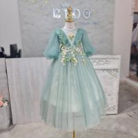 ราคา ชุดราตรีเด็ก หน้าร้านอยู่รัชดา ลองได้ถ่ายรูปจากชุดจริง W18678 สีเขียว แขนตุ๊กตาสามส่วน กระโปรงยาว (20483326492)