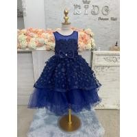 ราคา ชุดราตรีเด็ก หน้าร้านอยู่รัชดา ลองได้ถ่ายรูปจากชุดจริง B265สีน้ำเงิน หน้าสั้นหลังยาวประดับดอกไม้ทั้งตัว (18295460673)