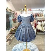 ราคา ชุดราตรีเด็ก หน้าร้านอยู่รัชดา ลองได้ถ่ายรูปจากชุดจริง W18781 สีน้ำเงิน ชุดสั้น ผ้าซีทรูรอบคอ ประกายวิ้งวับ โดดเด่น (17799251106)