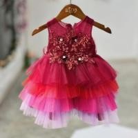 ราคา ชุดออกงานเด็ก หน้าร้านอยู่รัชดา ลองได้ถ่ายรูปจากของจริง D237สีแดง กระโปรงสั้นเป็นชั้นไล่สี ชุดราตรีเด็ก (17524773698)