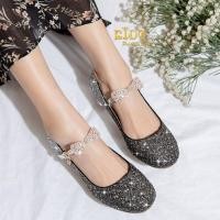 ราคา รองเท้าเด็กออกงาน หน้าร้านอยู่รัชดา ลองได้ H067สีดำ ทูโทน เพชรระยิบระยับ ประดับด้วยโบว์ติดเพชรตรงสายรัดรองเท้า ส้นแก้ (17078343404)