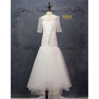 ราคา ชุดราตรีเด็ก หน้าร้านอยู่รัชดา ลองได้ถ่ายรูปจากชุดจริง W18230 สีขาว ทรงหางปลา มีแขน กระโปรงยาว ชุดประกวดเด็ก (7742560843)