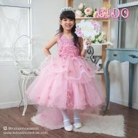 ราคา ชุดออกงานเด็ก หน้าร้านอยู่รัชดา ลองได้ถ่ายรูปจากของจริง E066สีชมพูเข้ม ปักด้วยมุกเม็ดเล็ก ดอกไม้รอบๆเอว กระโปรง2ชั้น (6535540002)