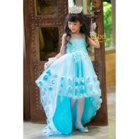 ราคา ชุดราตรีเด็ก หน้าร้านอยู่รัชดา ลองได้ถ่ายรูปจากของจริง H1794 สีฟ้า กระโปรงหน้าสั้นหลังยาว ติดดอกไม้หวานๆ ชุดเด็กไปงาน (6235523229)