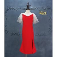 ราคา ชุดออกงานเด็ก หน้าร้านอยู่รัชดา ลองได้ถ่ายรูปจากของจริง W18205 สีแดง มีแขนจีบระบาย ทรงหางปลา กระโปรงยาวสี่ส่วน เรียบหรู (4635530435)