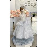 ราคา ชุดราตรีเด็ก หน้าร้านอยู่รัชดา ลองได้ถ่ายรูปจากชุดจริง W19035 สีเทา เอวระบาย ประดับกลิตเตอร์วุ้งวิ้ง กระโปรงยาว (28218314294)