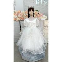 ราคา ชุดราตรีเด็ก หน้าร้านอยู่รัชดา ลองได้ถ่ายรูปจากชุดจริง W19136 สีขาว กระโปรงยาว สวยหรู เอวฟูฟ่อง (27586912953)