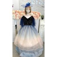 ราคา ชุดราตรีเด็ก หน้าร้านอยู่รัชดา ลองได้ถ่ายรูปจากชุดจริง W18677 สีน้ำเงิน ทูโทนเพิ่มสไบไหล่ กระโปรงยาว (27353319087)