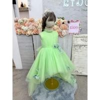 ราคา ชุดราตรีเด็ก หน้าร้านอยู่รัชดา ลองได้ถ่ายรูปเองจากชุดจริง W19125 สีเขียว กระโปรงหน้าสั้นหลังยาว คอชิดฟู ติดดอกไม้น่าร (26237090408)