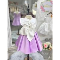 ราคา ชุดราตรีเด็ก หน้าร้านอยู่รัชดา ลองได้ถ่ายรูปจากชุดจริง W18673 สีม่วง ชุดดอกไม้ขาวใหญ่ทูโทนกระโปรงจีบม่วง สวยๆเก๋ๆ (23970251023)