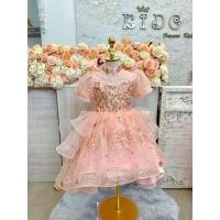 ราคา ชุดราตรีเด็ก หน้าร้านอยู่รัชดา ลองได้ถ่ายรูปจากชุดจริง W18797สีโอรส ตกแต่งด้วยกลิตเตอร์แขนตุ๊กตา หน้าสั้นหลังยาว สวยหรู (23862035004)
