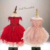 ราคา Sชุดราตรีเด็ก หน้าร้านอยู่รัชดา ลองได้ถ่ายรูปจากชุดจริง W18734สีแดง สีชมพู เปิดไหล่ ปักดอกไม้รอบตัวเสื้อ น่ารักสวยหรู (23254303682)