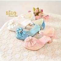 ราคา ssรองเท้าเด็กออกงาน หน้าร้านอยู่รัชดา ลองได้ H093สีขาว สีชมพู ด้านหน้าติดโบว์เพชรระยิบระยับ ห้อยดาวตรงสายรัดรองเท้า เ (20722337155)