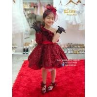 ราคา ชุดออกงานเด็ก หน้าร้านอยู่รัชดา ลองได้ถ่ายรูปเองจากชุดจริง W18333สีแดงเข้ม ไหล่เบี่ยงระบาย แขนยาว กระโปรงสั้น งานหรูมาก (20236329077)