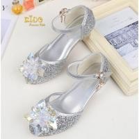 ราคา รองเท้าเด็กออกงาน หน้าร้านอยู่รัชดา ลองได้ H039สีเงิน ติดดอกไม้แก้ว ทรงเปิดข้าง เพชรระยิบระยับ สวยเจ้าหญิงมาก (17127336918)