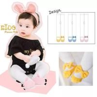 ราคา ถุงน่องเด็ก หน้าร้านอยู่รัชดา LG282 ถุงน่องเด็ก เป็นรูปโบว์ที่ปลายเท้า สีขาวโบว์ชมพู (3755309409)