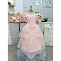 ราคา ชุดราตรีเด็ก หน้าร้านอยู่รัชดา ลองได้ถ่ายรูปเองจากชุดจริง W19130 สีชมพู กระโปรงยาว แขนสั้น ดอกไม้น่ารักๆวิ้งทั้งชุด (40251160777)