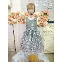 ราคา ชุดเดรสเด็ก หน้าร้านอยู่รัชดา ลองได้ถ่ายรูปจากของจริง T653 สีเทา ตกแต่งด้วยดอกไม้ทั้งตัว กระโปรงสั้น ชุดราตรีเด็กออกงาน (5635366843)