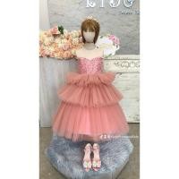 ราคา ชุดราตรีเด็ก ร้านอยู่รัชดา ลองได้ถ่ายรูปจากชุดจริง W19096 สีชมพู แขนสั้น กระโปรงยาว ฟูชั้นๆ (24789684117)