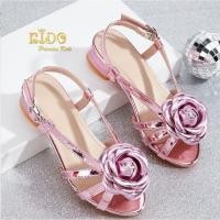 ราคา รองเท้าเด็ก หน้าร้านอยู่รัชดา ลองได้ H176 สีชมพู สานหน้าติดดอกไม้ รัดข้อเท้า หวานๆน่ารัก (29779392794)