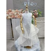 ราคา ชุดราตรีเด็ก หน้าร้านอยู่รัชดา ลองได้ถ่ายรูปเองจากชุดจริง W19211 สีเงิน ชุดหางปลา เอวติดซีทรูระบาย สวยหรู (29737447496)