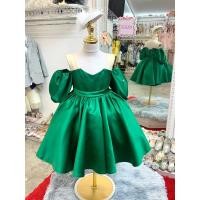 ราคา ชุดราตรีเด็ก หน้าร้านอยู่รัชดา ลองได้ถ่ายรูปเองจากชุดจริง W18847สีเขียว ชุดกระโปรงสั้นแขนตุ๊กตาติดเพชร น่ารัก (24453610330)