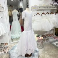 ราคา ชุดเดินแบบเด็ก หน้าร้านอยู่รัชดา ลองได้ถ่ายรูปจากชุดจริง W18433สีขาว เริ่ดดดค่า ทรงหางปลา กระโปรงยาว (19068052500)