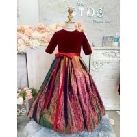 ราคา ชุดราตรีเด็ก หน้าร้านอยู่รัชดา ลองได้ถ่ายรูปจากชุดจริง W18644 สีแดง แขนยาว กระโปรงยาว ผ้ากำมะหยี่ (21082767259)