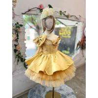 ราคา ชุดราตรีเด็ก หน้าร้านอยู่รัชดา ลองได้ถ่ายรูปจากชุดจริง W18896 สีทอง กระโปรงสั้น ไหล่เบี่ยง ฟูชั้นๆ สวยเก๋ (25425188960)