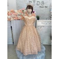 ราคา ชุดราตรีเด็ก ร้านอยู่รัชดา ลองได้ถ่ายรูปจากชุดจริง W19090 สีทอง ห้อยคริสตรัล กระโปรงยาว (26070156881)