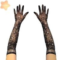ราคา ถุงมือแหอวนGlitter Rhinestone ตาข่ายยาว สำหรับคอสเพลย์และปาร์ตี้ (49750191876)