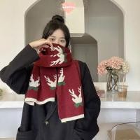 ราคา ผ้าพันคอผู้หญิง สีแดงกว่างานถักหนา อุ่นสบายสำหรับฤดูหนาว (54750929505)